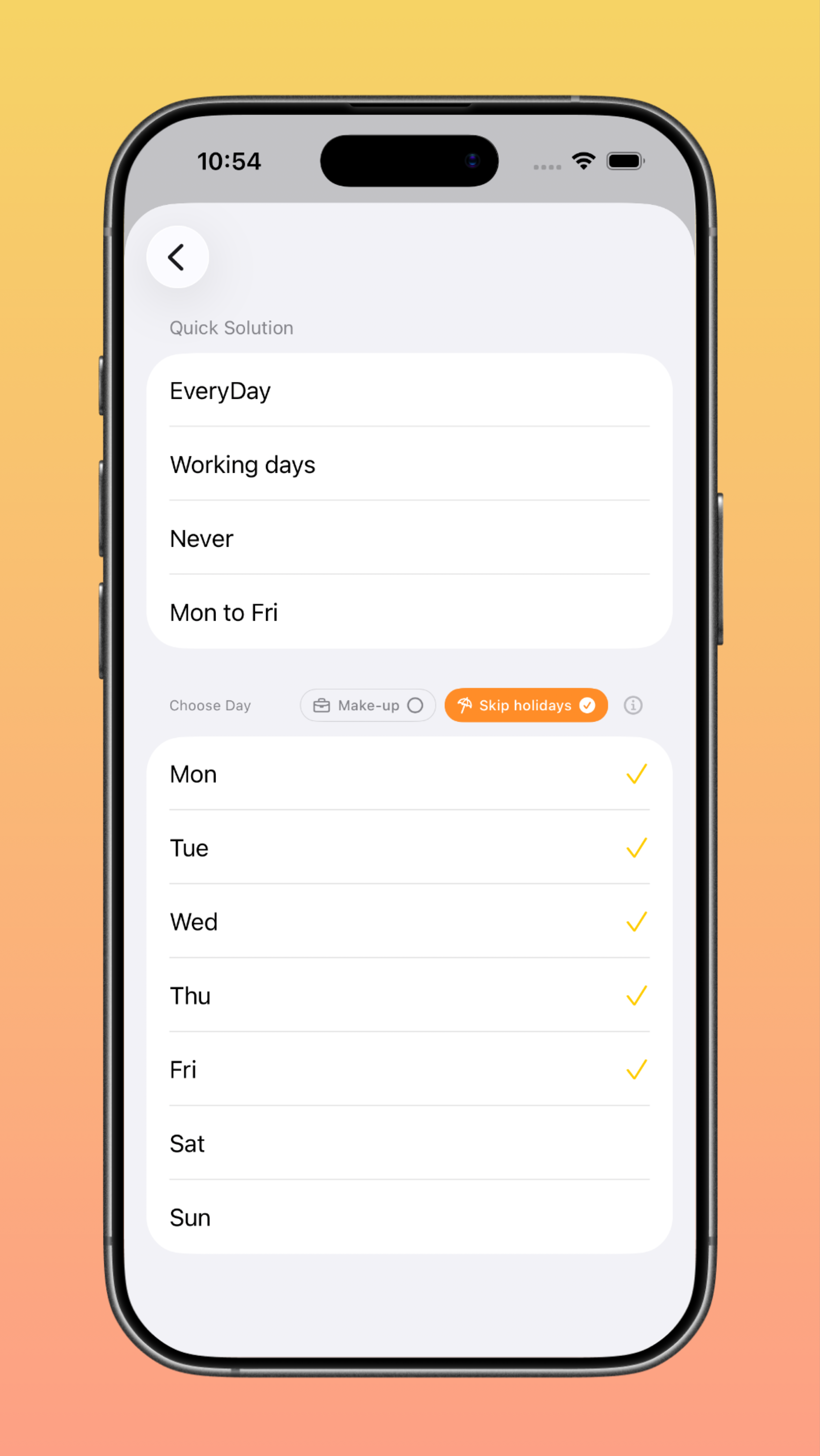 Configure repeat settings